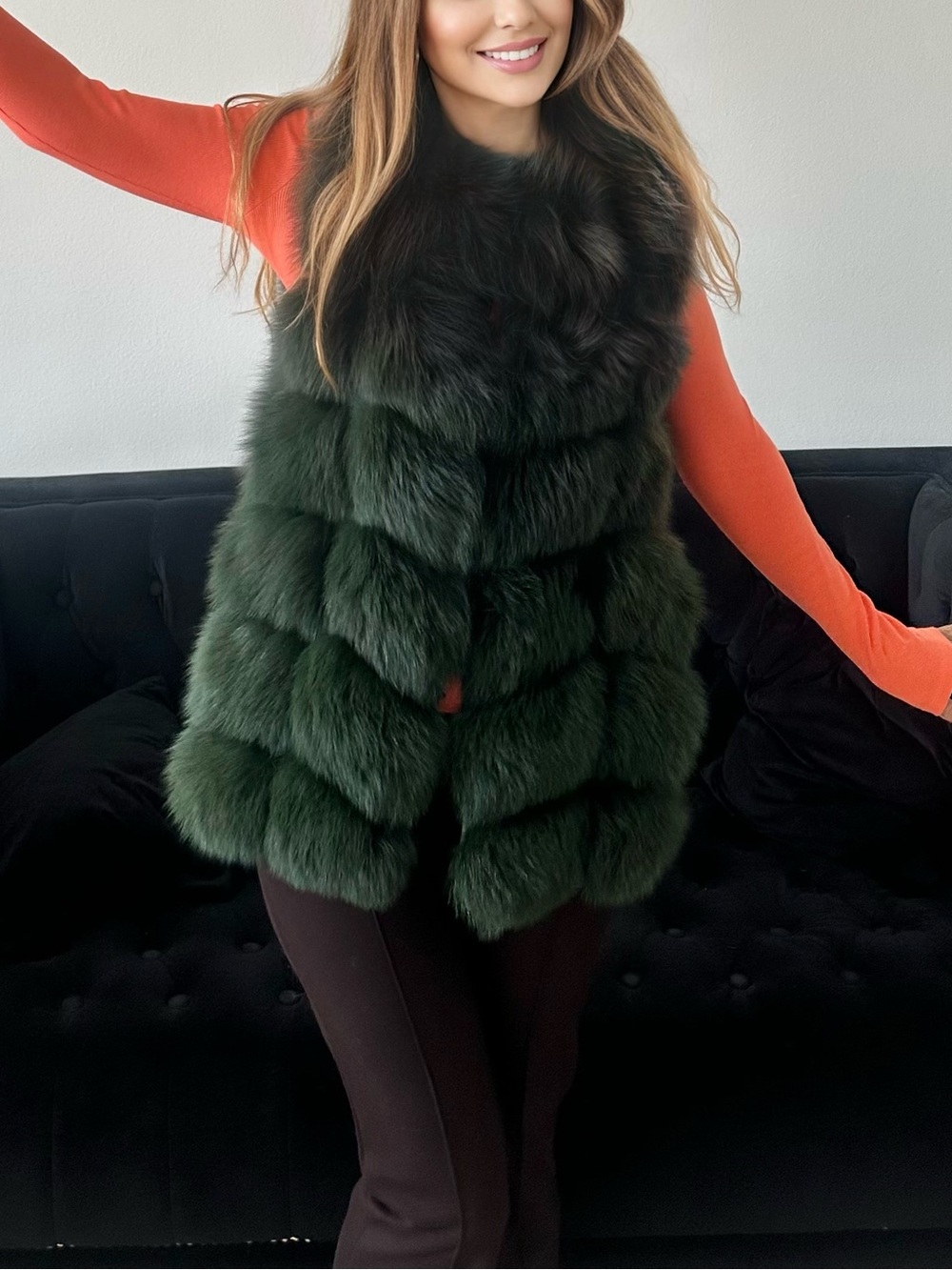 Luxe Dark Green Fur Vest
